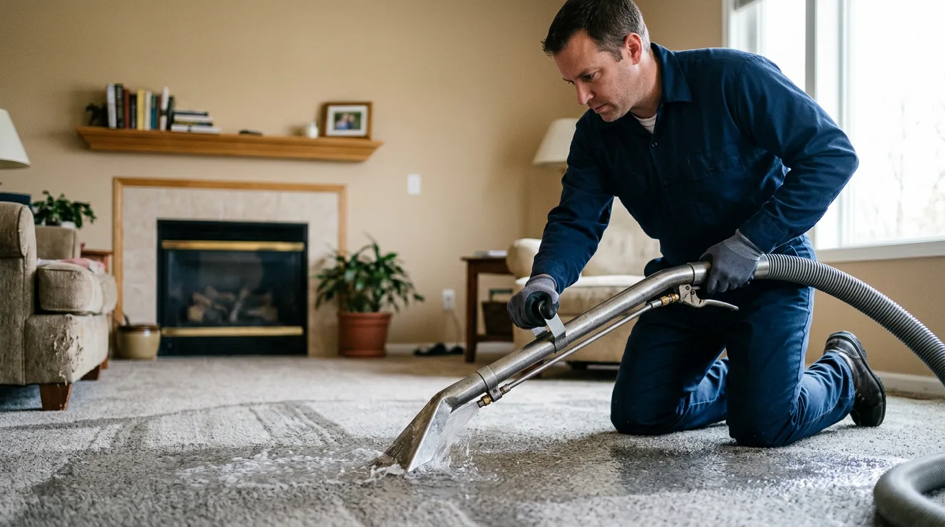 Water damage restoration technician working near Forney, TX